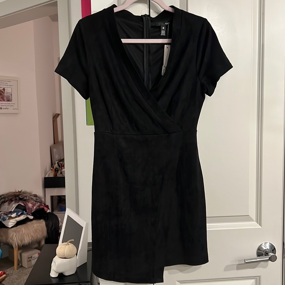 AQUA Suede Black Dress